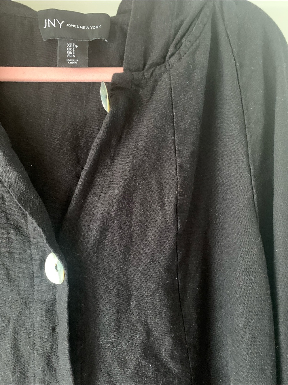 Women’s Black Linen Hooded Button-Front Jacket Jones New York Size Small - Picture 7 of 8